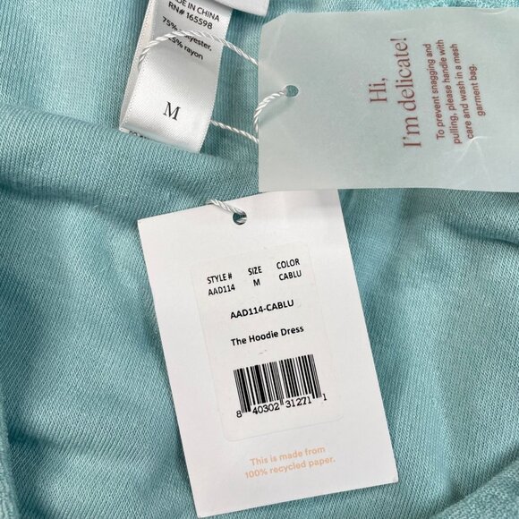Andie Swim The Hoodie Dress Cover Up Blue Medium NEW - Picture 4 of 8